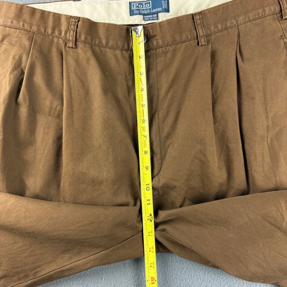 Vintage Polo Ralph Lauren Hammond Pants Men's 36x32 Brown Double Pleated Cuffed